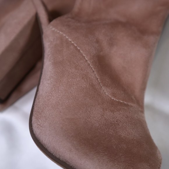 Peep Toe Over the Knee Suede Pink Boots Size 6 - Picture 3 of 16